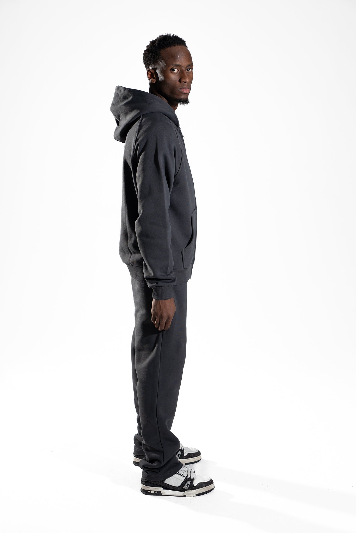 Basic Zip-Hoodie Dark Grey